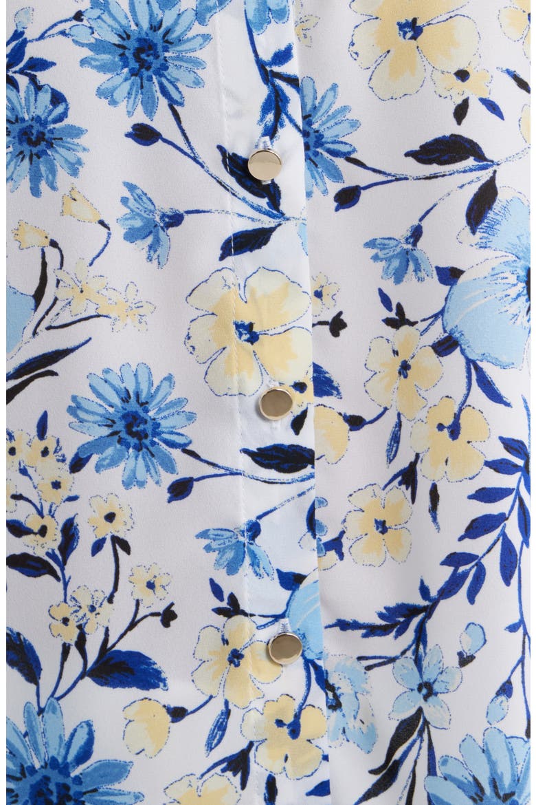 Floral Short Sleeve Button-Up Top, Alternate, color, CRISP WHITE MULTI