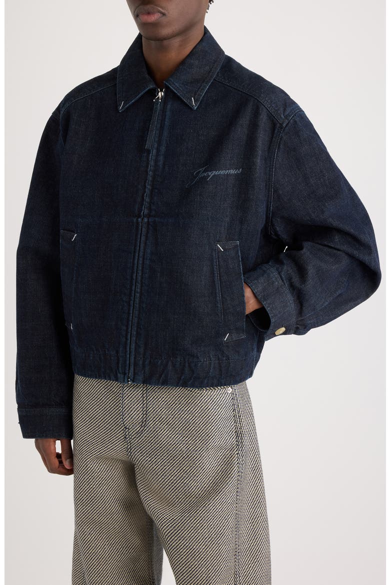 Le Veste de-Nîmes Canevas Denim Jacket, Alternate, color, DARK NAVY