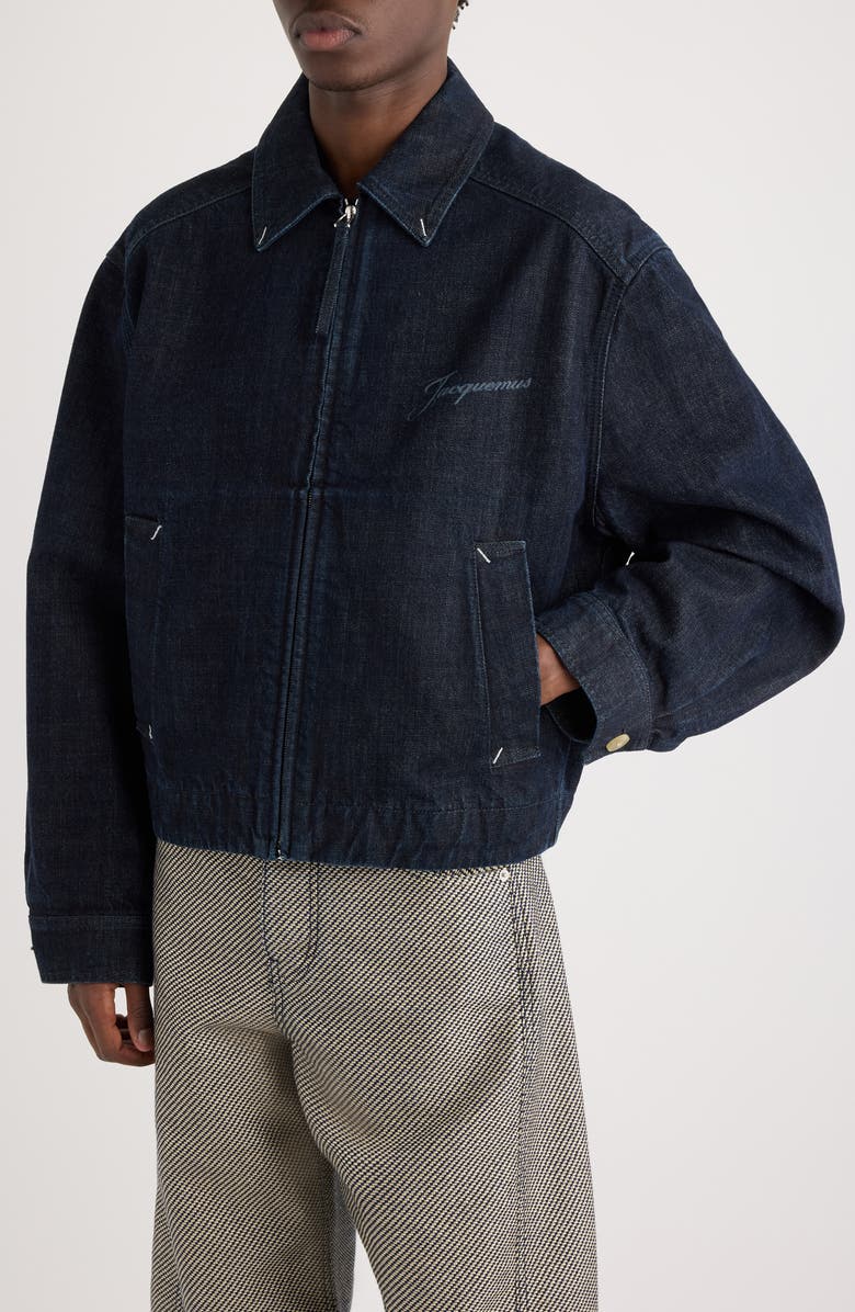 Jacquemus Le Veste de-Nîmes Canevas Denim Jacket, Alternate, color, Dark Navy