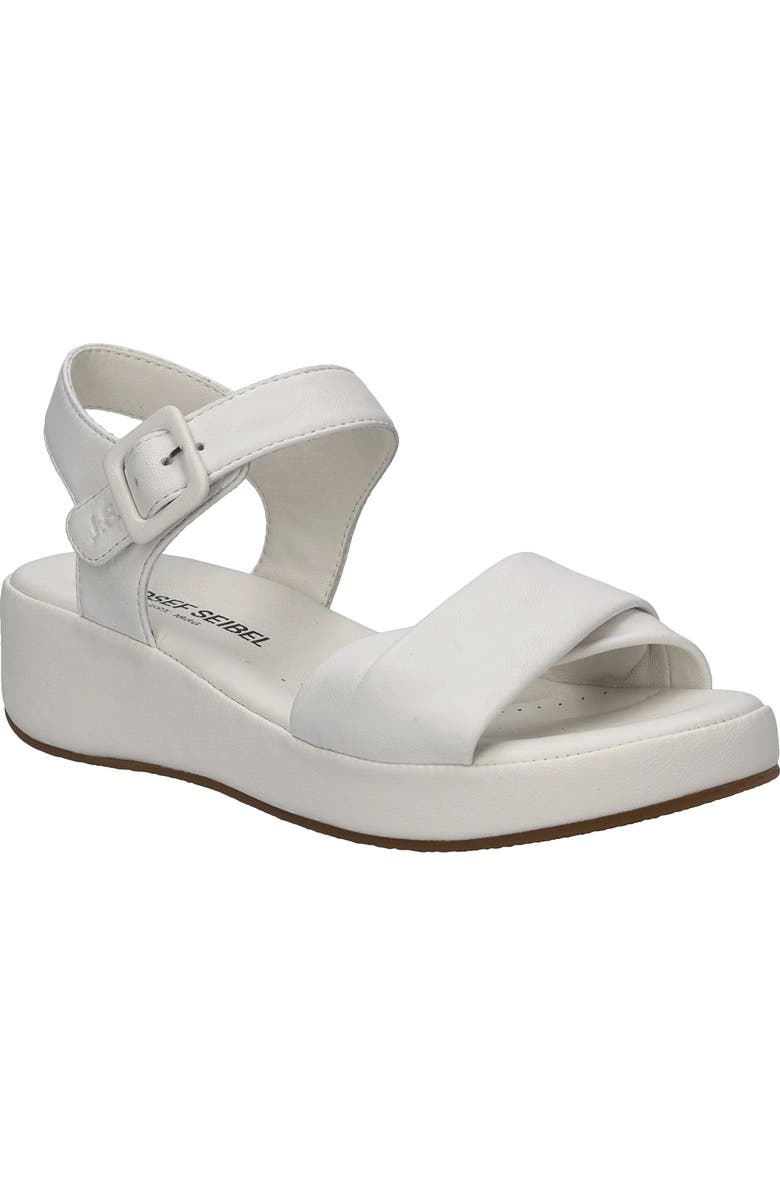 Josef Seibel Eve 02 Ankle Strap Platform Wedge Sandal, Main, color, White