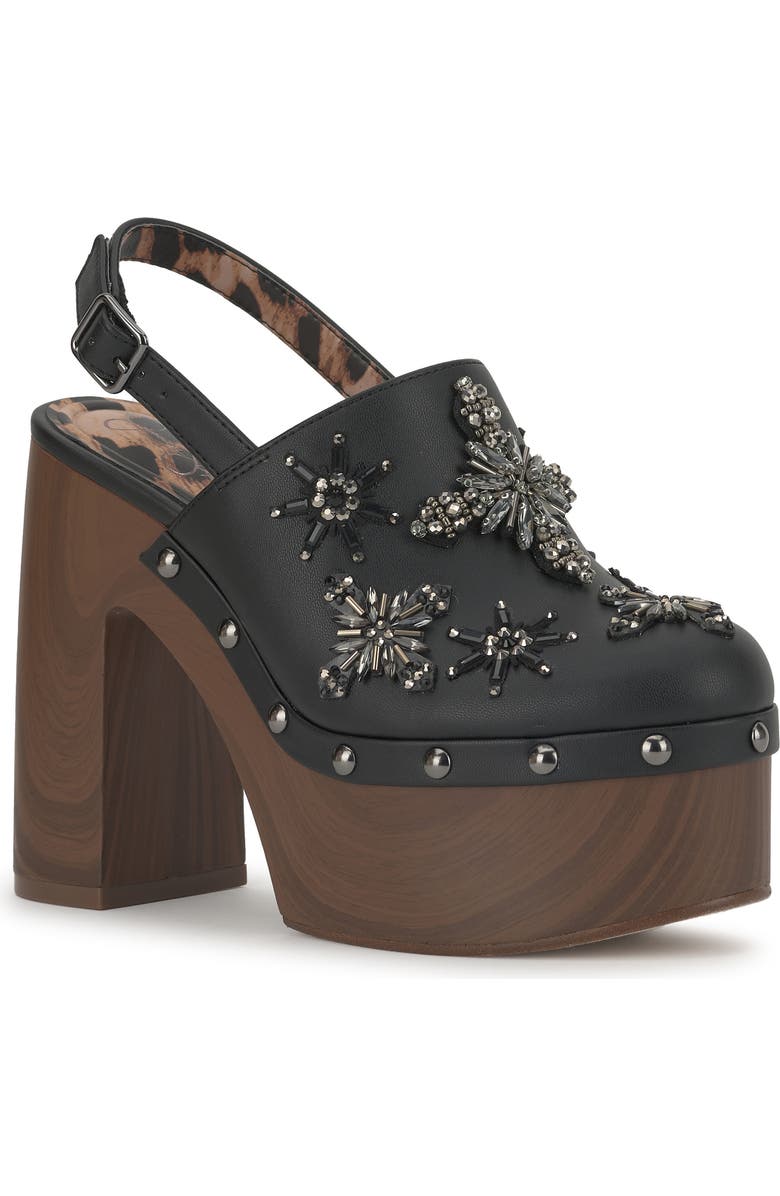 Jessica Simpson Cazea Crystal Embellished Slingback Platform Sandal, Main, color, Black