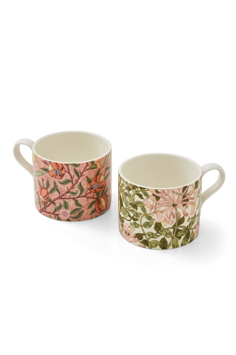 Morris & Co Set of 2 Porcelain Mugs, 12 oz, Main, color, Fruit & Honeysuckle