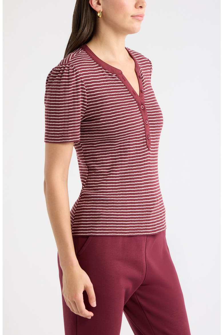 Striped Pointelle Henley Tee, Alternate, color, BURGUNDY- IVORY STRIPE