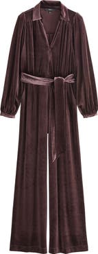 NEXT Long Sleeve Velvet Jumpsuit