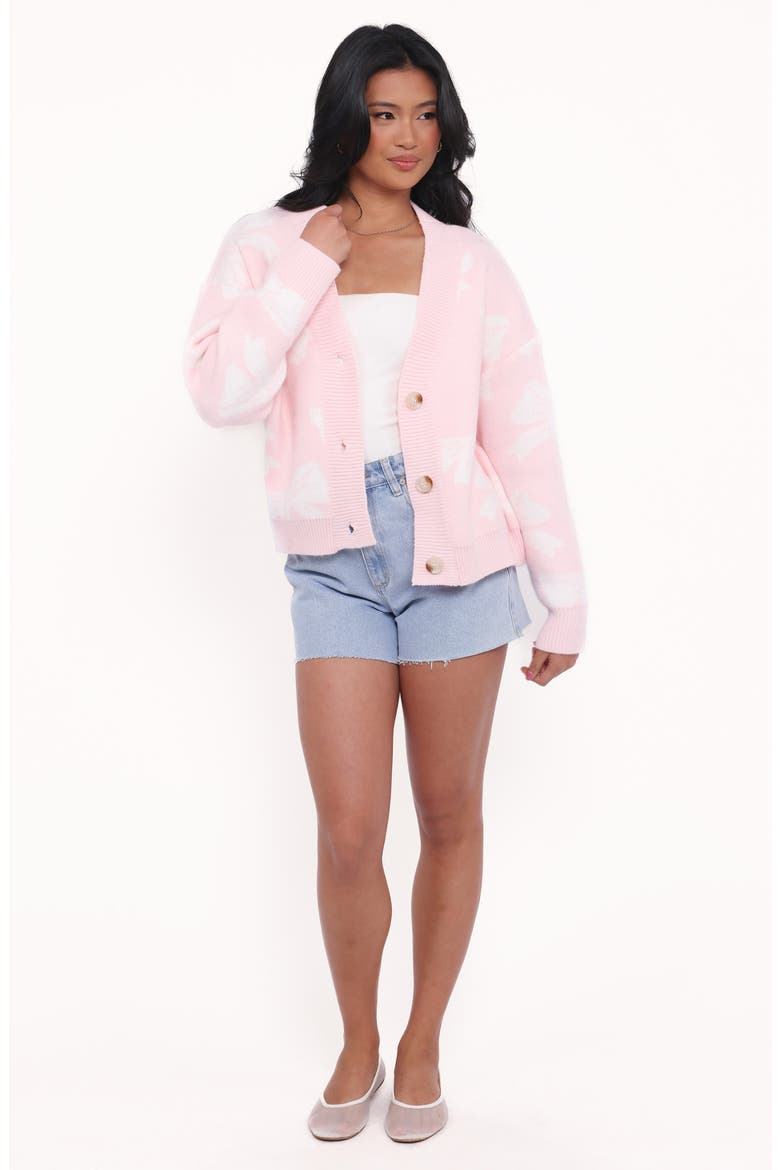 Wrenn Bow Cardigan, Alternate, color, SOFT PINK