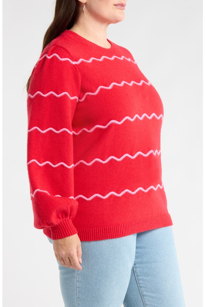 Maeverly Wavy Stripe Sweater, Alternate, color, RED-FUCHSIA