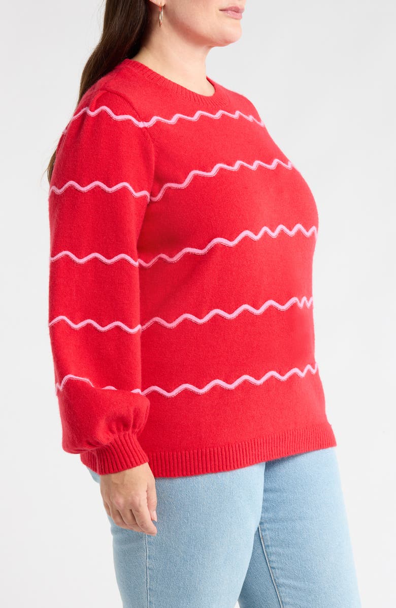 SUGARLIPS Maeverly Wavy Stripe Sweater, Alternate, color, Red-Fuchsia