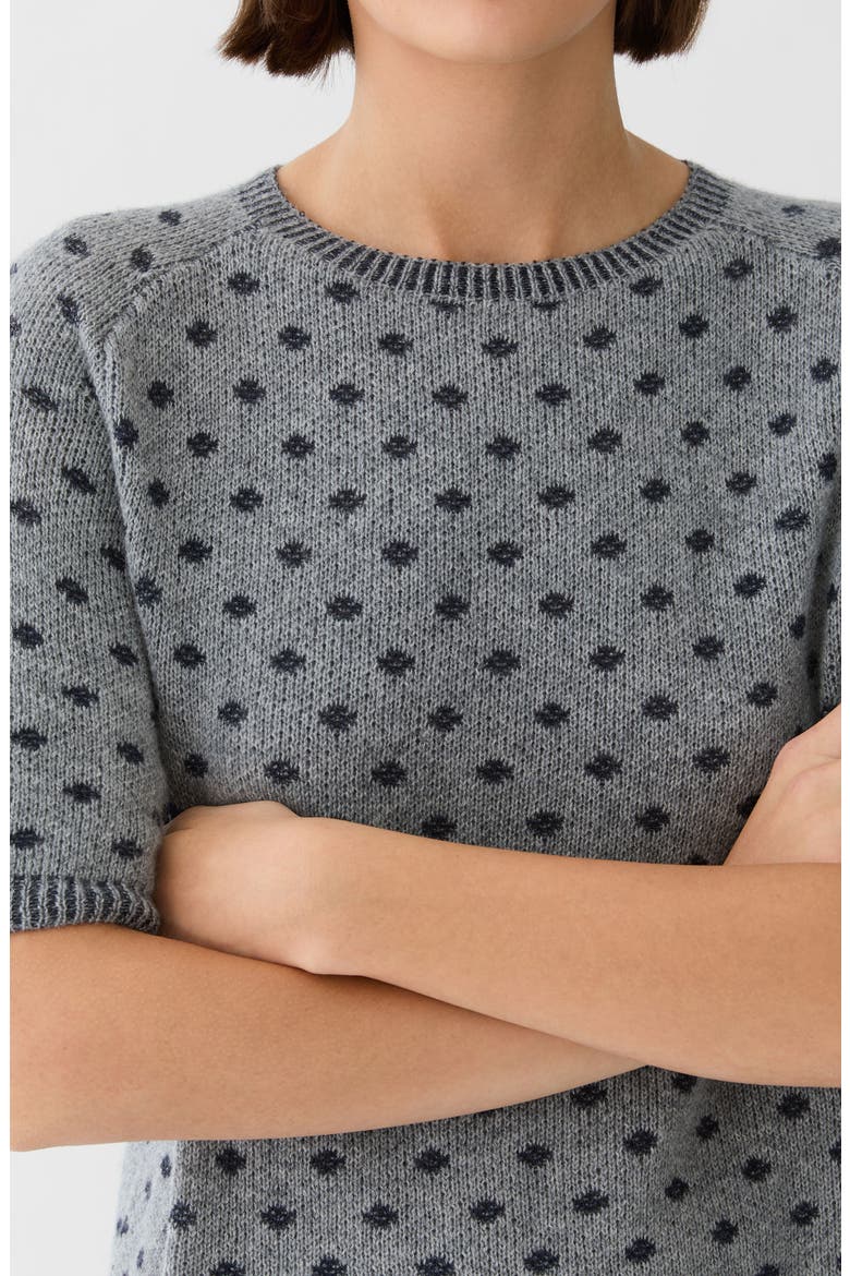 Dot Jacquard Cashmere Short Sleeve Sweater, Alternate, color, NICKELMULTI