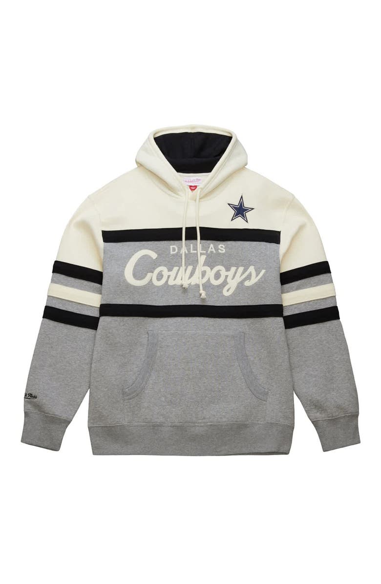 Mitchell & Ness Men's Mitchell & Ness Cream/Gray Dallas Cowboys Head Coach Vintage Logo Pullover Hoodie, Alternate, color, 