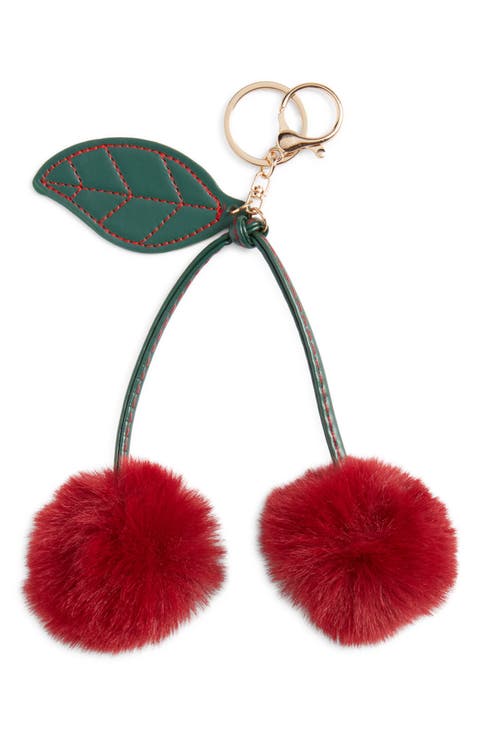 Cherry Pompom Bag Charm