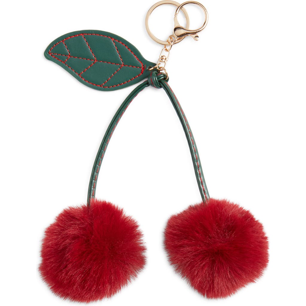 Bp. Cherry Pompom Bag Charm In Red