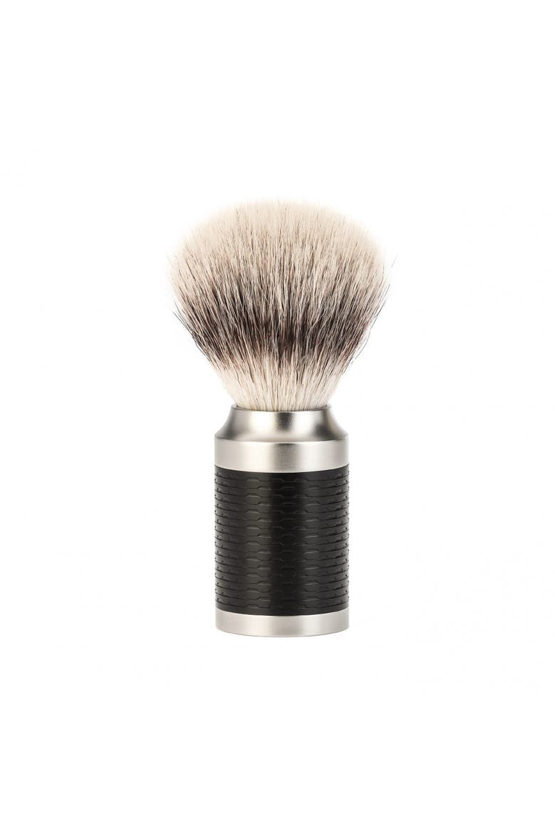 Rocca Stainless Steel & Black Silvertip Fiber Shaving Brush, Main, color, Black