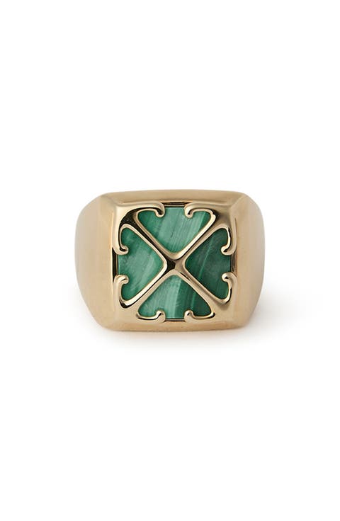 Malachite Arrow Signet Ring