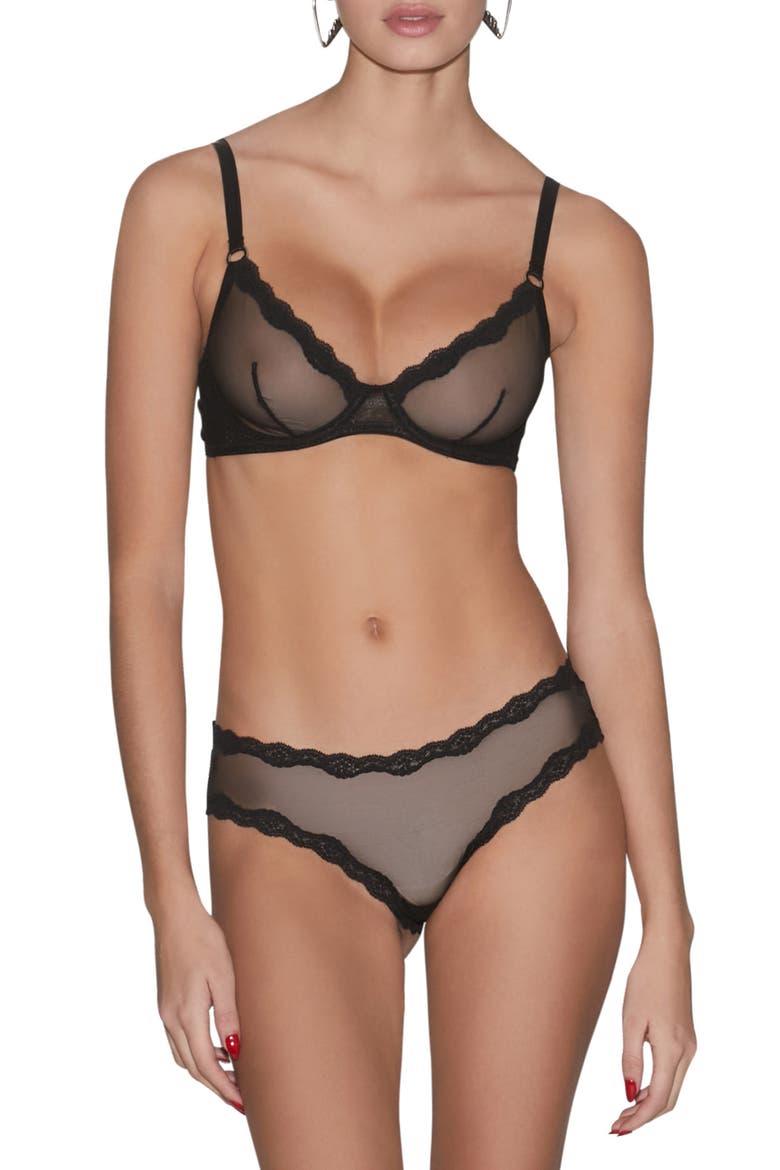 Sheer Tulle Demi Bra, Main, color, BLACK
