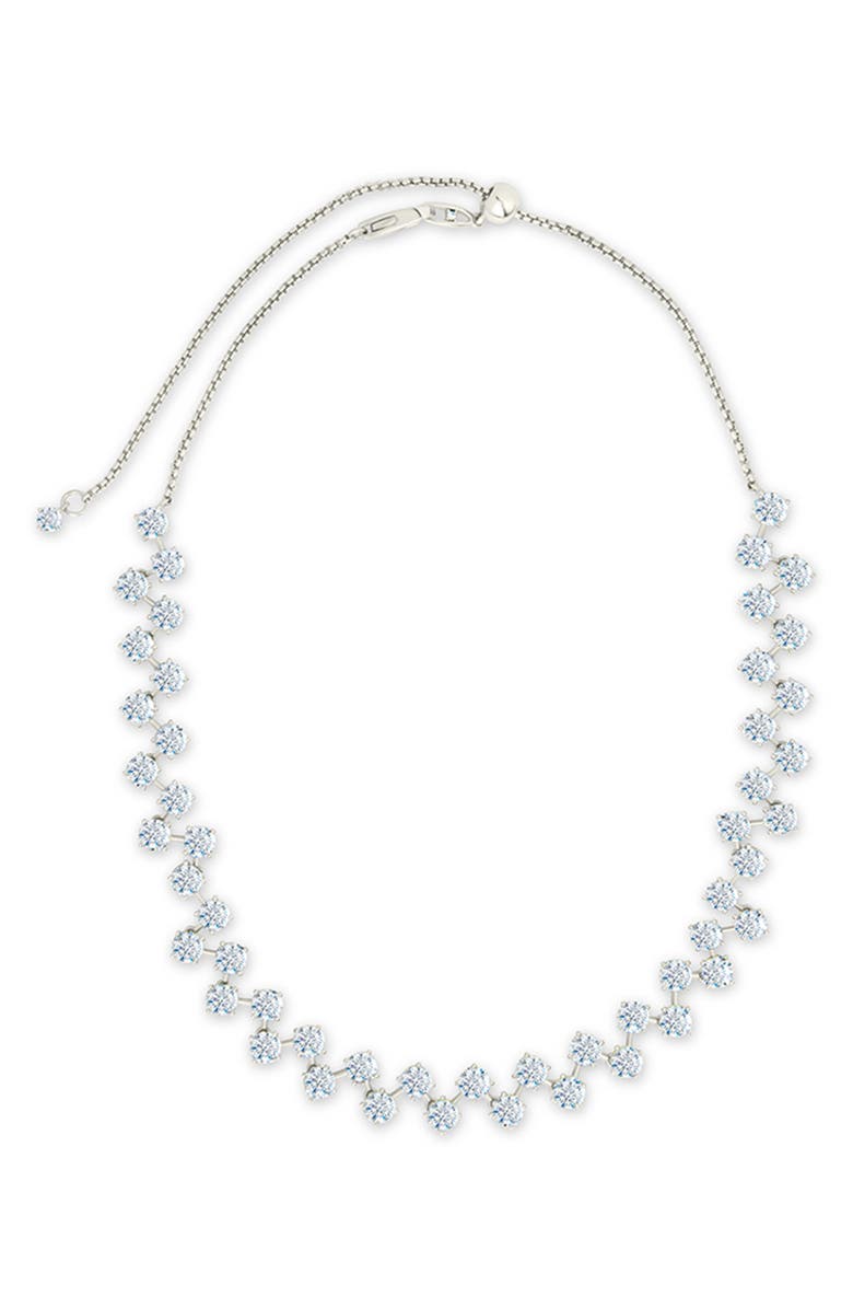 Sterling Forever Carson Cubic Zirconia Choker Necklace, Alternate, color, Silver