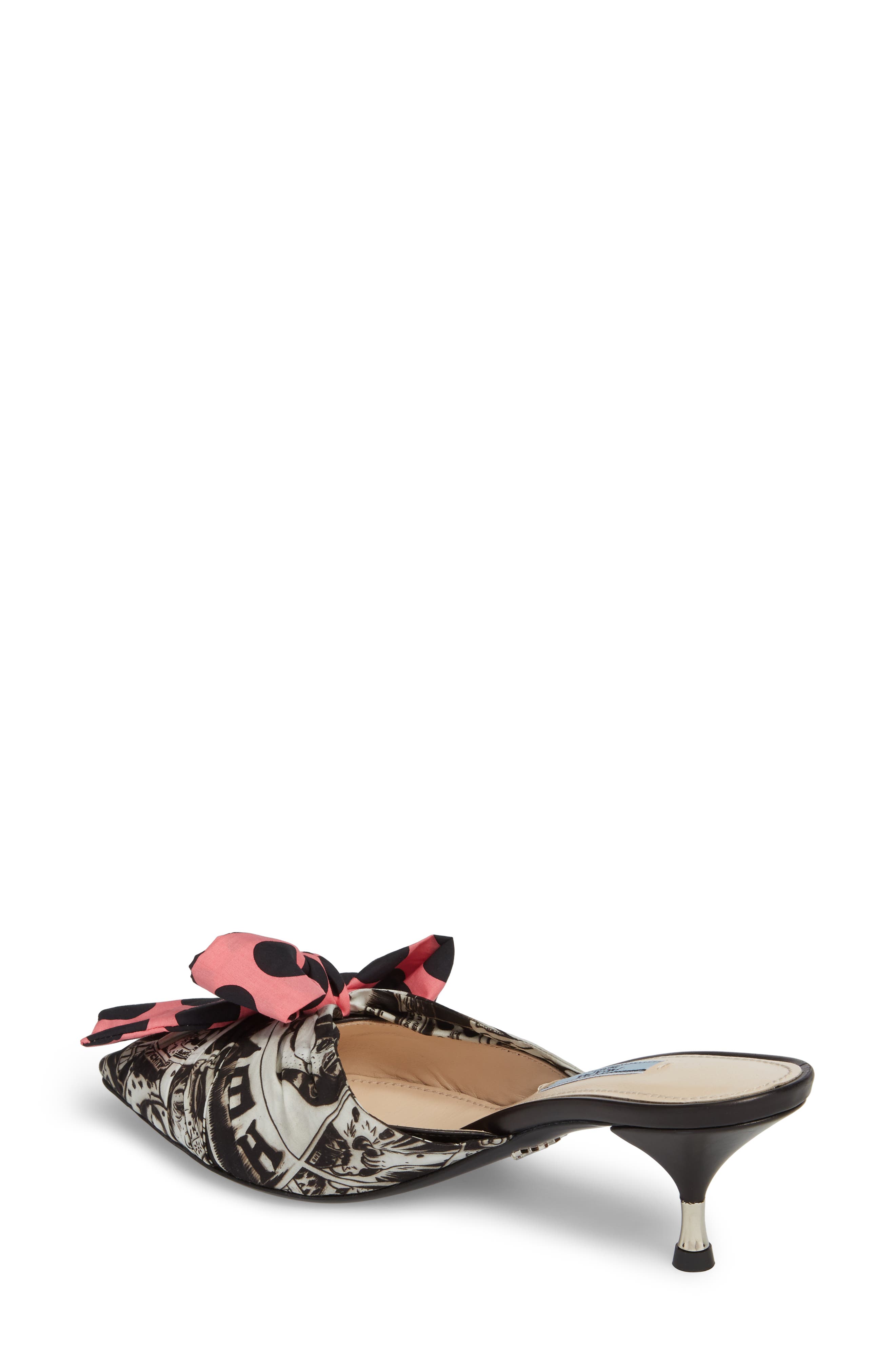 Prada Bow Pointy Toe Mule, Alternate, color, 