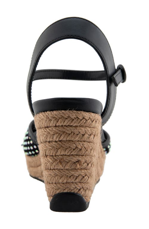 Reaction Kenneth Cole Caegan Rhinestone Mesh Espadrille Wedge Sandal In Black Mesh