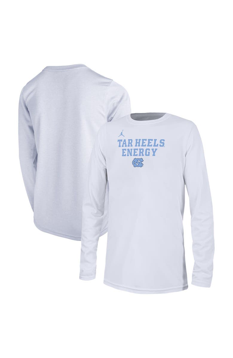 Jordan Brand Youth Jordan Brand  White North Carolina Tar Heels 2024 On-Court Bench Energy T-Shirt, Main, color, 