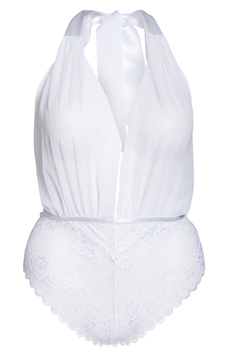 Oh La La Cheri Aria Mesh Plunge Halter Teddy, Alternate, color,