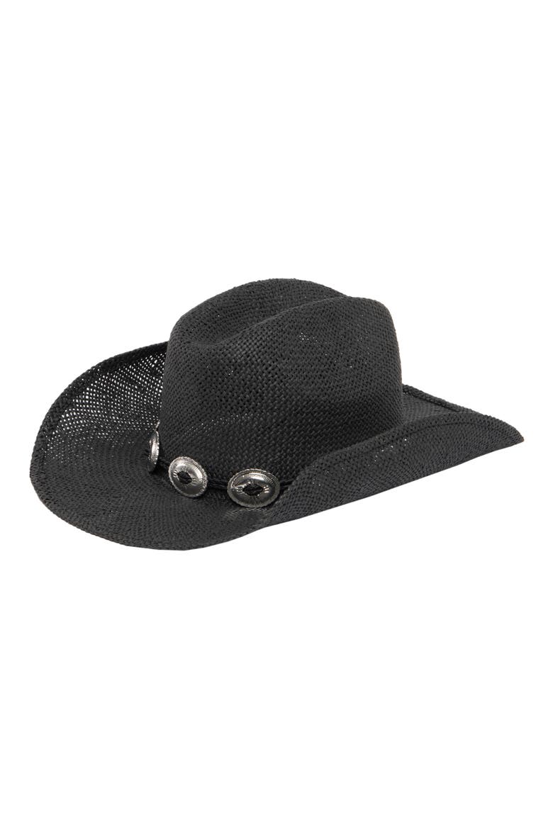 Cattleman's Crease Woven Straw Cowboy Hat, Main, color, BLACK