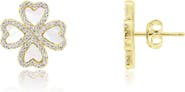 The Lovery Fine Jewelry Mother of Pearl CZ Lucky Clover Stud Earrings
