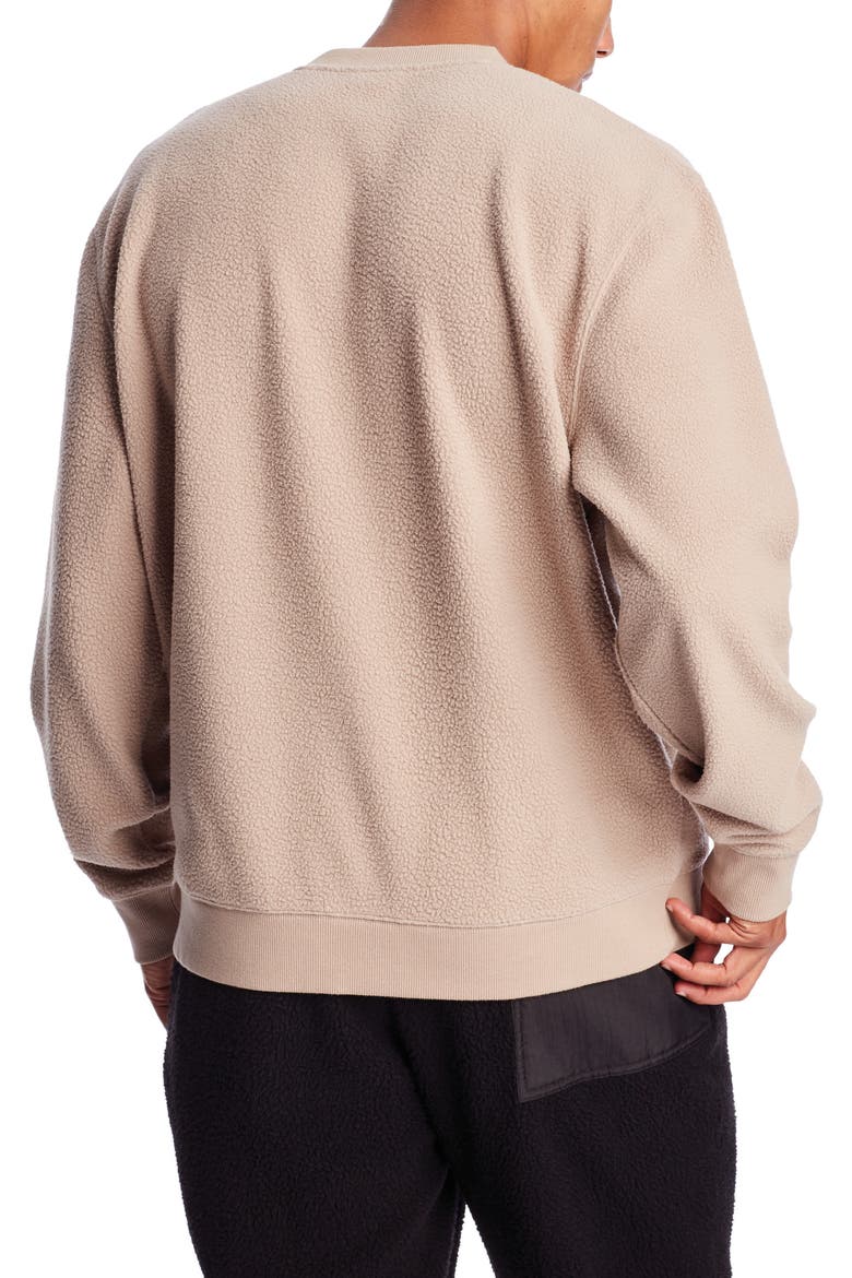 High Pile Fleece Crewneck Sweatshirt, Alternate, color, DARK KHAKI