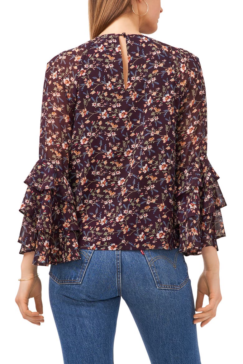 Floral Print Ruffle Top, Alternate, color, FLORAL PRINT