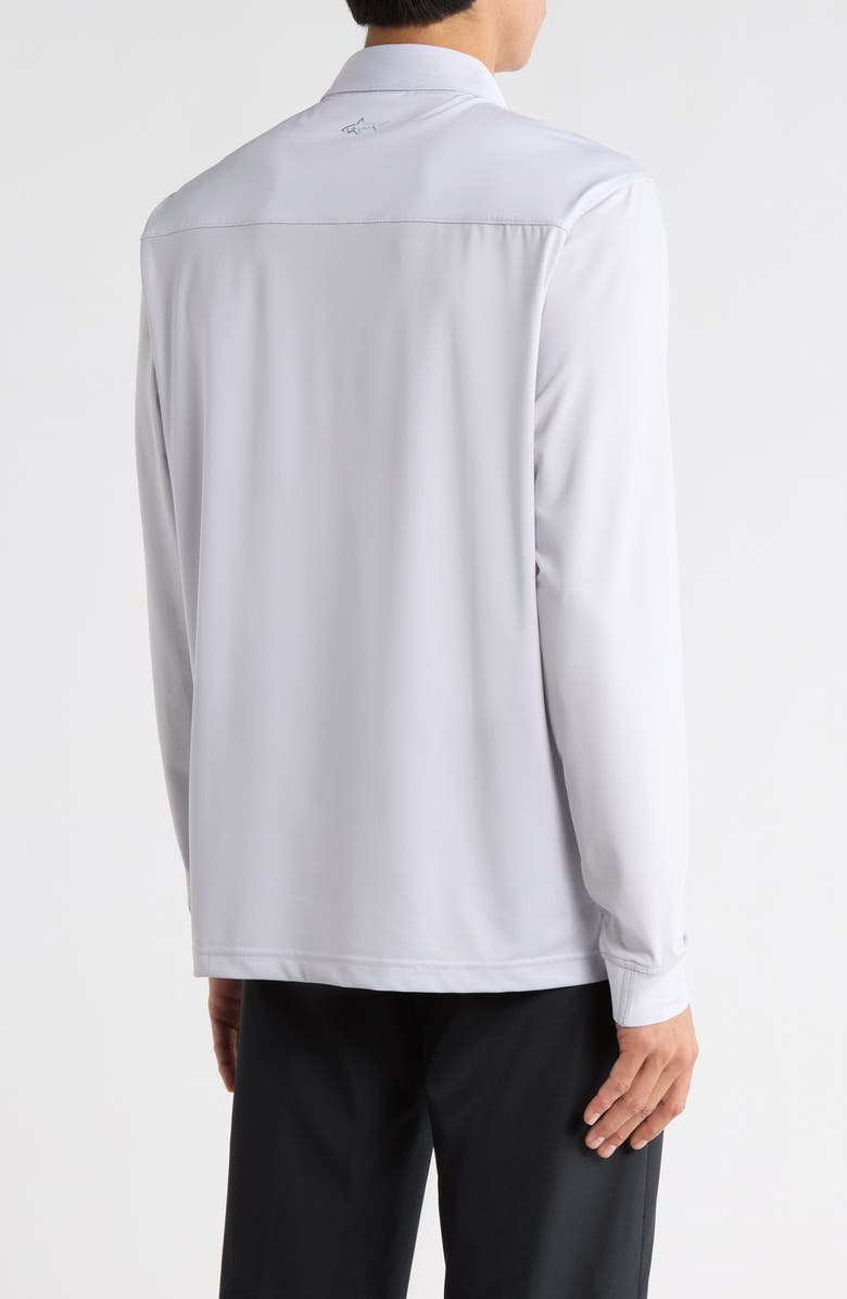 Greg Norman Long Sleeve Knit Golf Polo, Alternate, color, White Combo