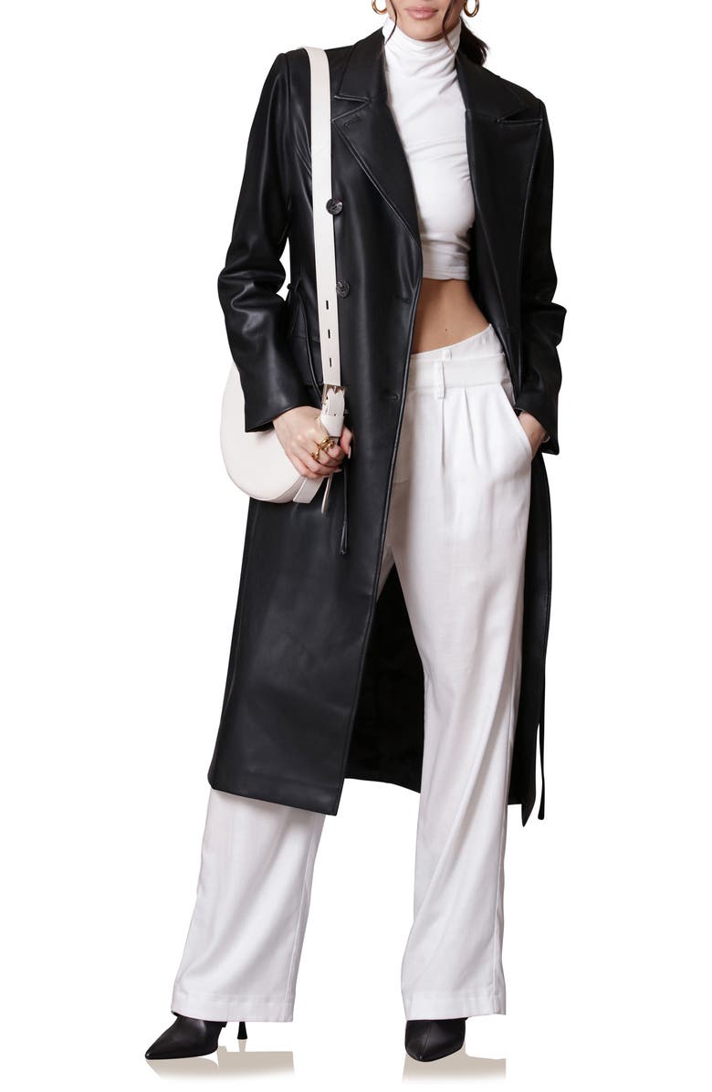 Avec Les Filles Faux Leather Trench Coat, Alternate, color, 