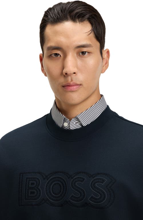 Hugo Boss Boss Soleri Logo Cotton Graphic Sweatshirt In Black