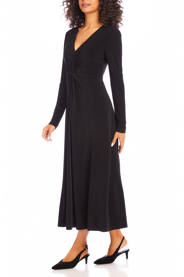 Monroe Travel Jersey Long Sleeve Midi Dress, Alternate, color, BLACK