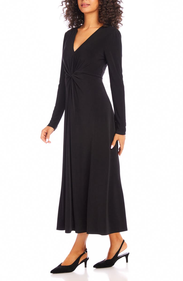 Karen Kane Monroe Travel Jersey Long Sleeve Midi Dress, Alternate, color, Black