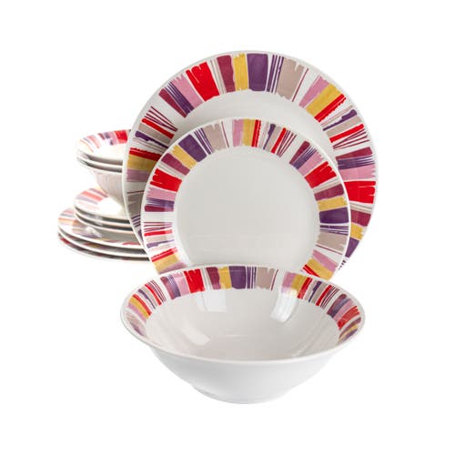 Gibson Home Orleans 12 Piece Ceramic Dinnerware Set In Multi