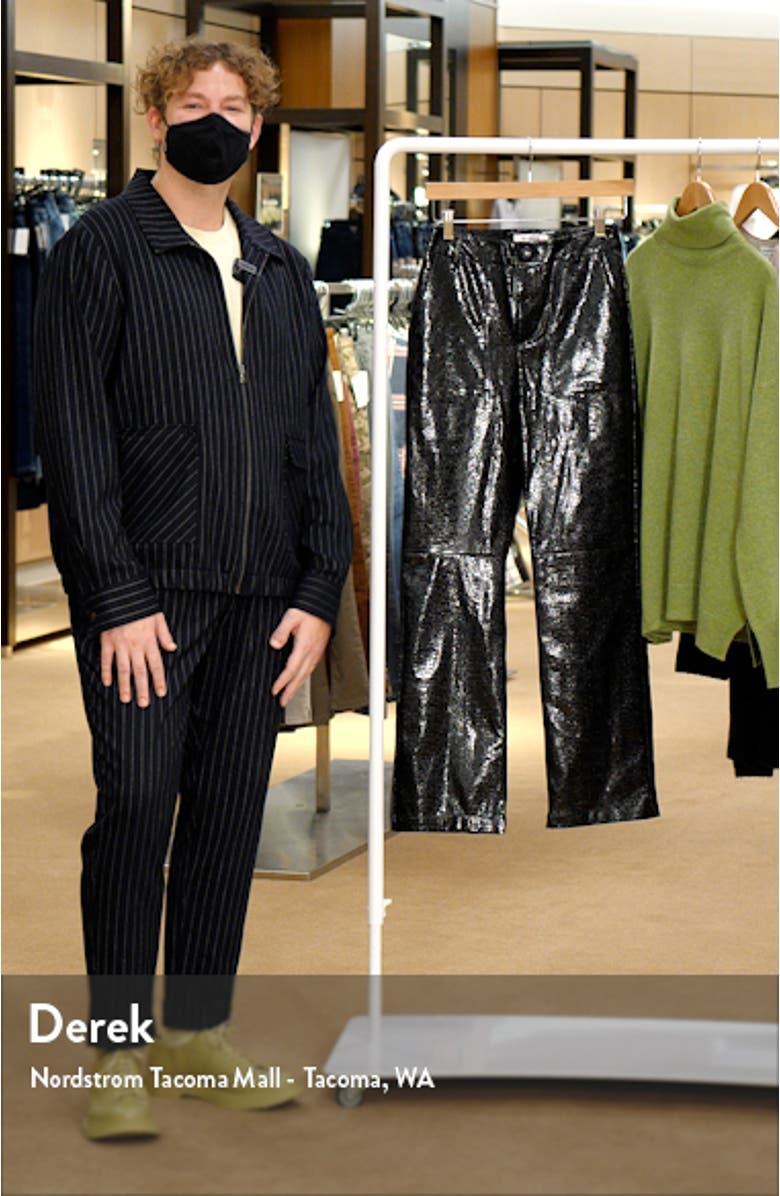 Wilcox Croc Embossed Wide Leg Faux Leather Pants, sales video thumbnail