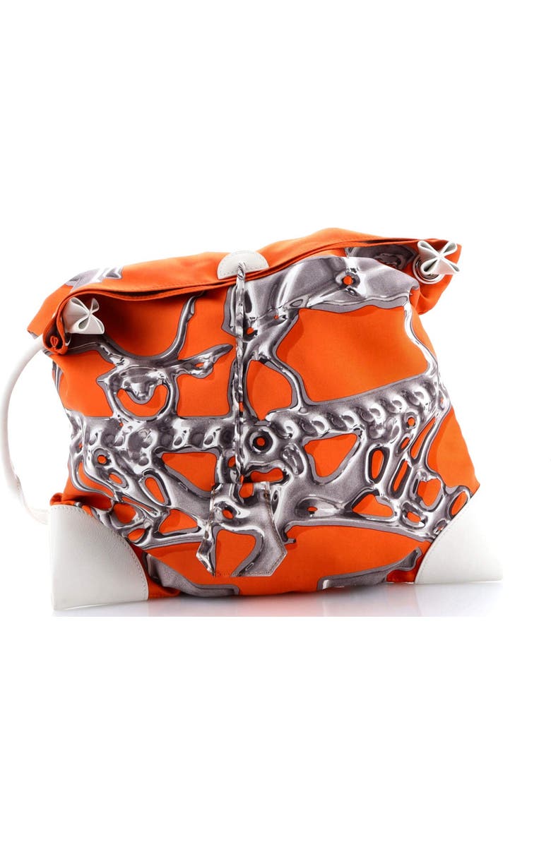 Pre-Owned Hermes Silky City Bag Printed Silk and Leather PM, Alternate, color, Orange