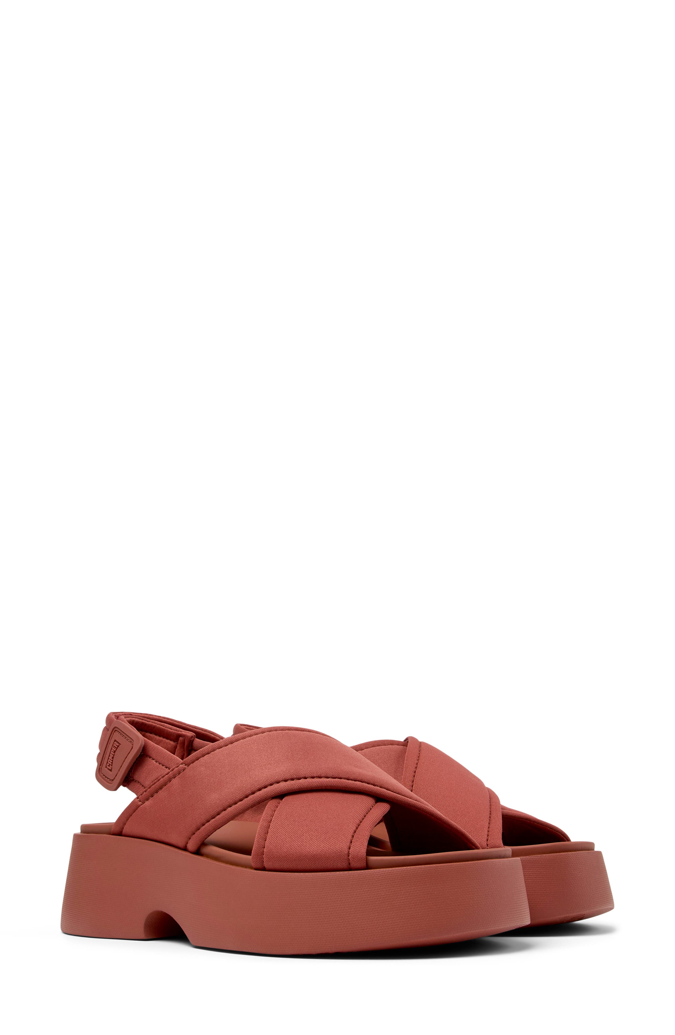 Tasha Platform Sandal, Main, color, MEDIUM RED