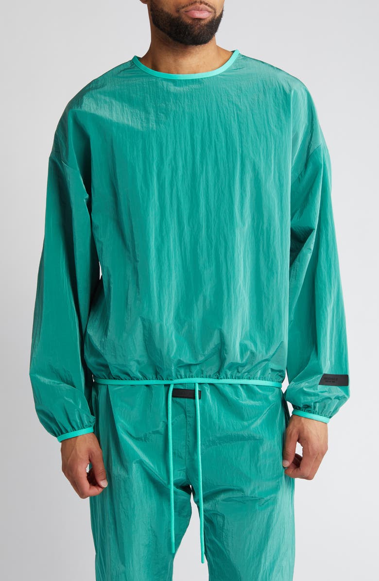 Fear of God Essentials Oversize Nylon Crewneck Pullover, Main, color,