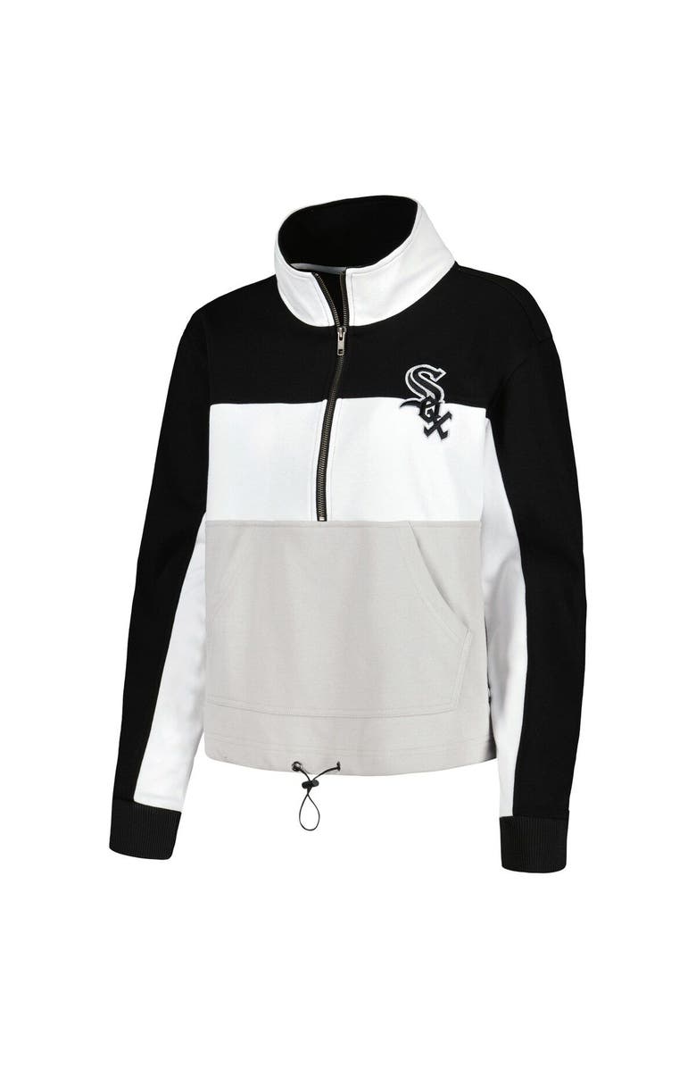 THE WILD COLLECTIVE Women's The Wild Collective Black/White Chicago White Sox Women's Colorblock 1/4 Zip Jacket, Alternate, color, Black