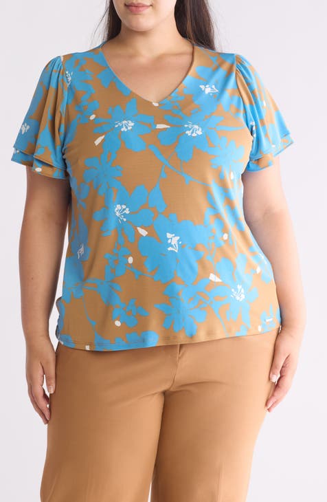 Floral V-Neck Top (Plus)