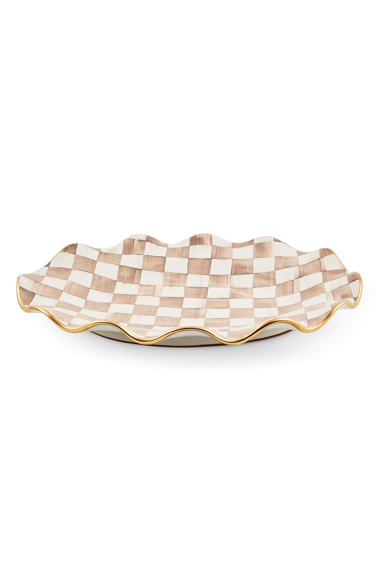 MACKENZIE CHILDS Mocha Check Ceramic Large Serving Platter, Main, color, Mocha