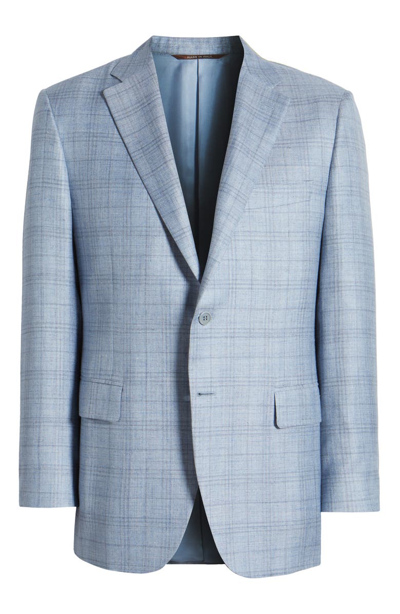 Canali Siena Regular Fit Plaid Wool & Silk Blend Sport Coat, Alternate, color,