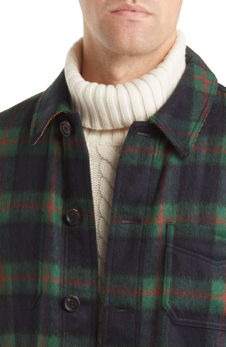 Brooks Brothers Plaid Wool Blend Shirt Jacket, Alternate, color,