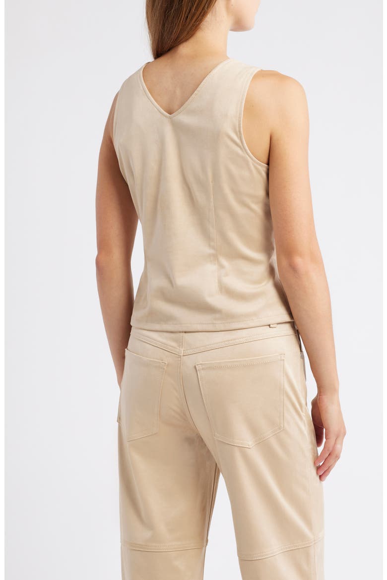 Pleated Hourglass Sleeveless Faux Suede Top, Alternate, color, CHAMPAGNE