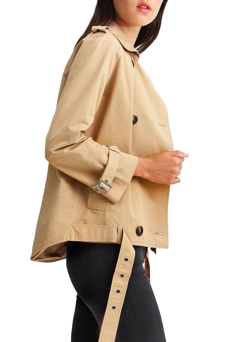 Cool Nights Cropped Trench Coat, Alternate, color, KHAKI