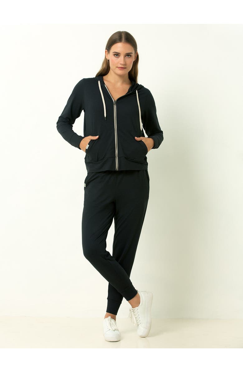 Single Stitch Lightweight Full Zip Hoodie, Alternate, color, Heather Black