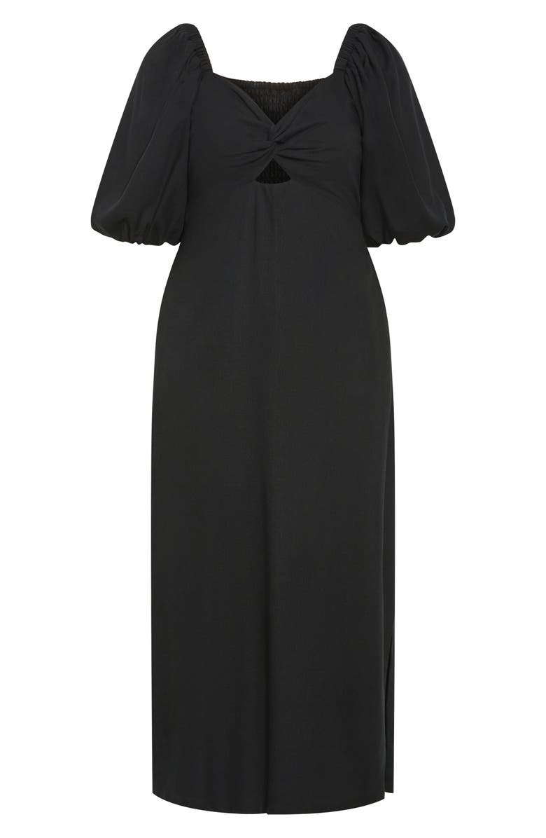 City Chic Twist Cutout Puff Sleeve Dress, Alternate, color, 