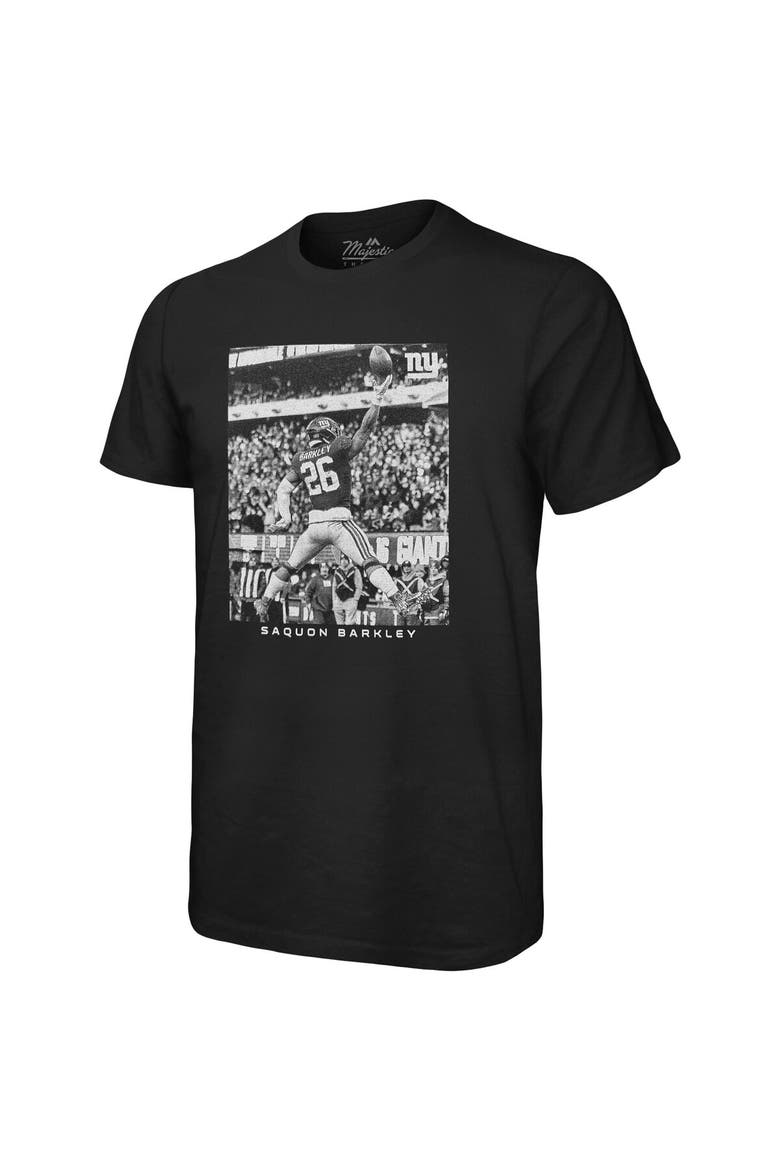 Men's Majestic Threads Saquon Barkley Black New York Giants Oversized Player Image T-Shirt, Alternate, color, Black