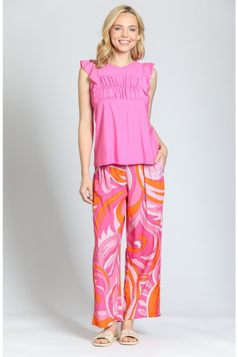 Smocked Flutter Sleeve Top, Alternate, color, PINK