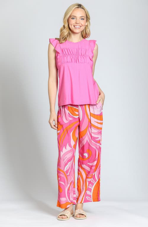 APNY APNY SMOCKED FLUTTER SLEEVE TOP