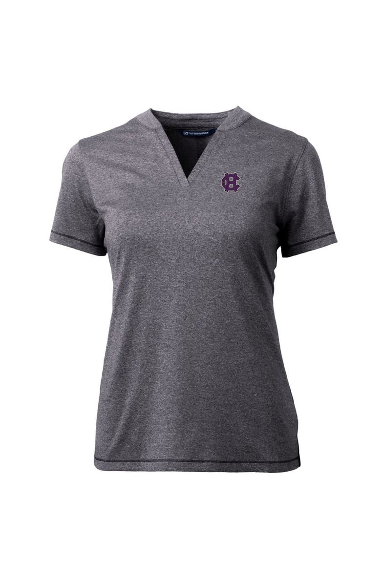 Cutter & Buck Women's Cutter & Buck Heather Charcoal Holy Cross Crusaders Forge Blade V-Neck Top, Alternate, color,